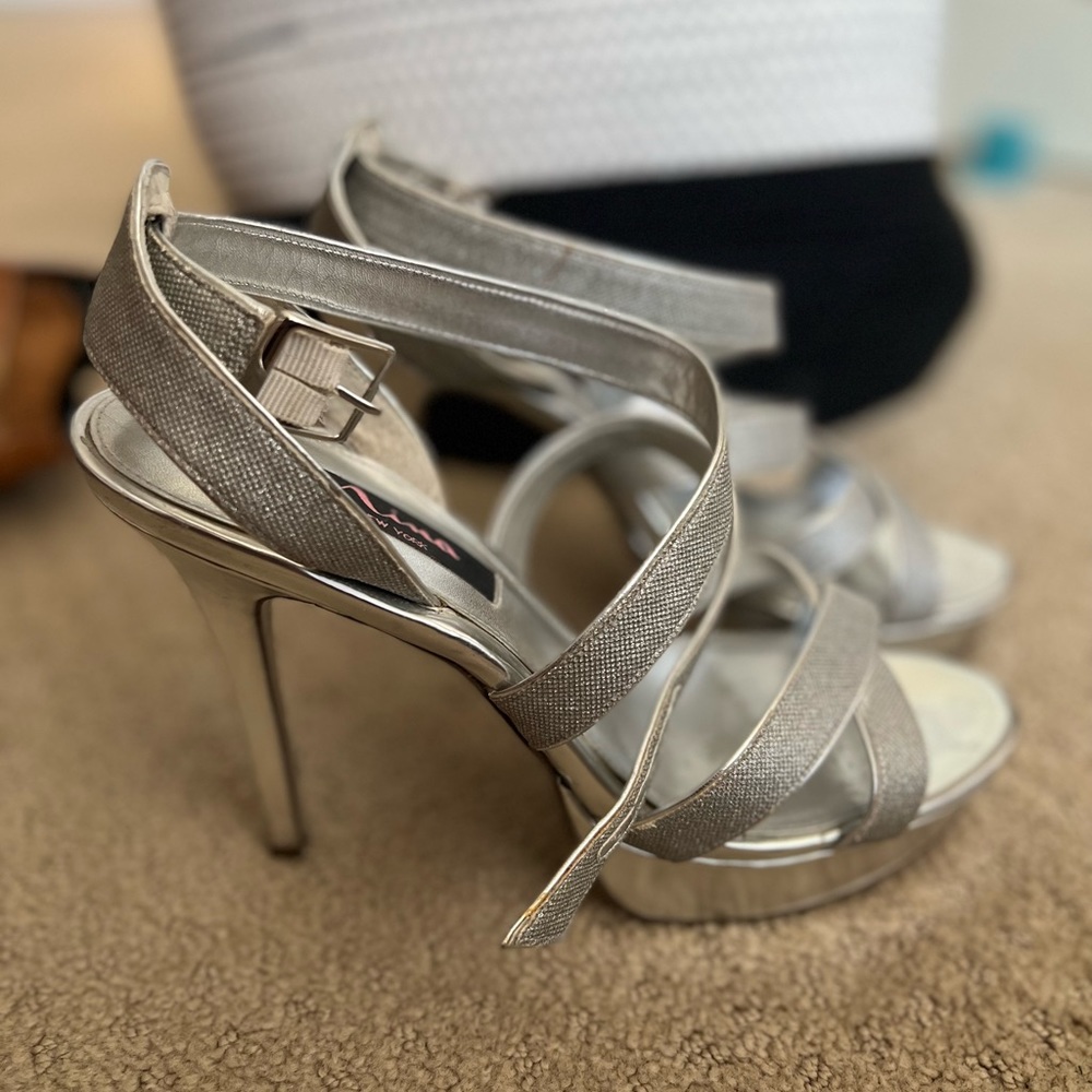 Silver Platform dressy sandals